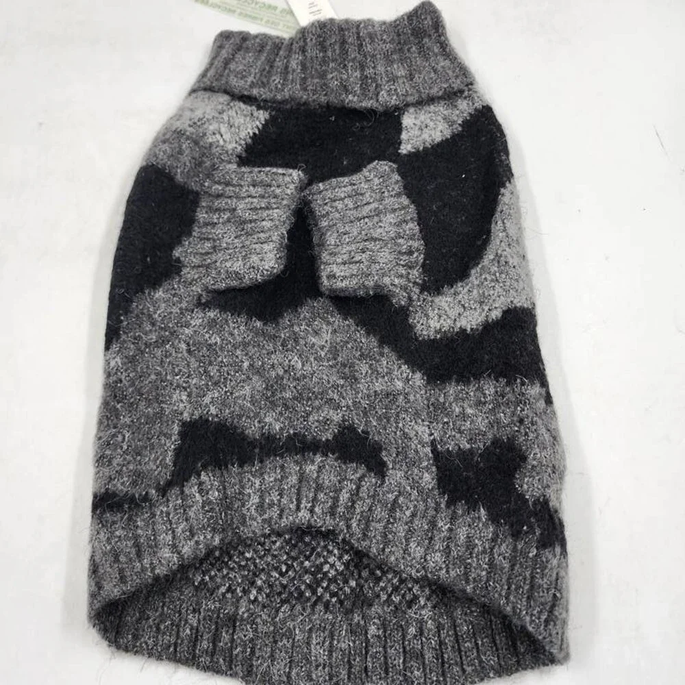 Aqua Pet Polyester-Blend Camouflage Pattern Dog Sweater Small Grey